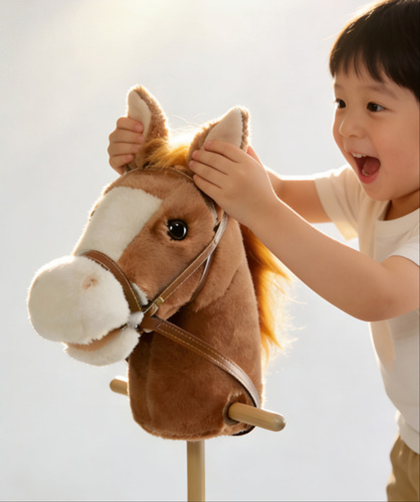 Caballito De Palo Con Sonido Y Rueda De 100 Cm Para Niños Color Marrón 2