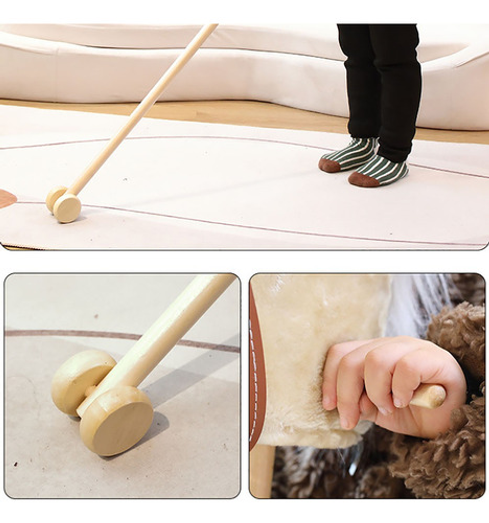 Caballito De Palo Con Sonido Y Rueda De 100 Cm Para Niños Color Marrón 3