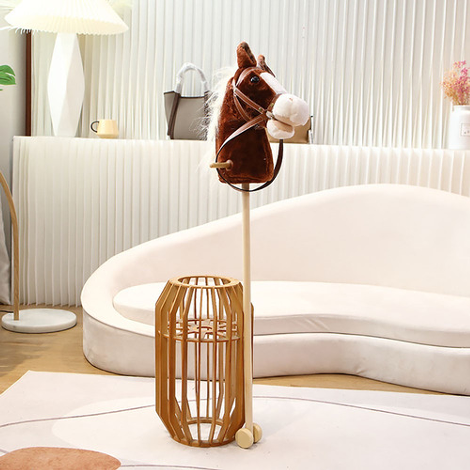 Caballito De Palo Con Sonido Y Rueda De 100 Cm Para Niños Color Marrón 4