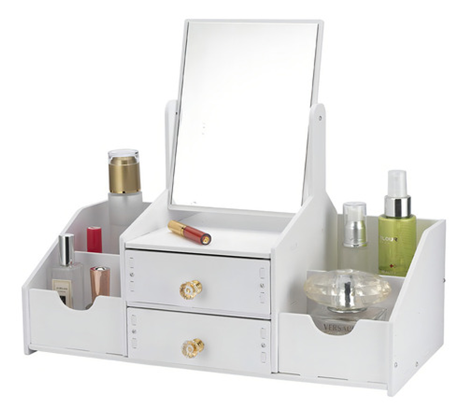 Cajon Organizador Con Espejo Y Repisa Blanco 1