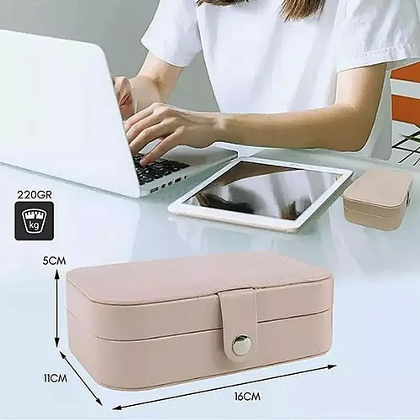 Estuche Joyero Portátil Thek Rosa Para Collar Anillo Aretes Viaje 6