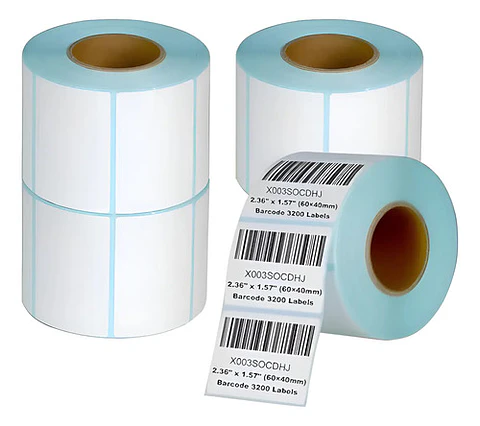 Rollo 1000 Etiquetas Thek Termoadhesivas Térmicas 40x30mm Papel Blanco