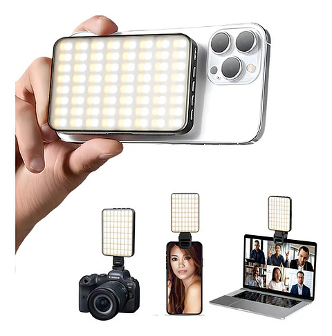 Luz Led Asolounclick Xj-77 Negra Recargable Selfie Streaming Cri 97+ Negro