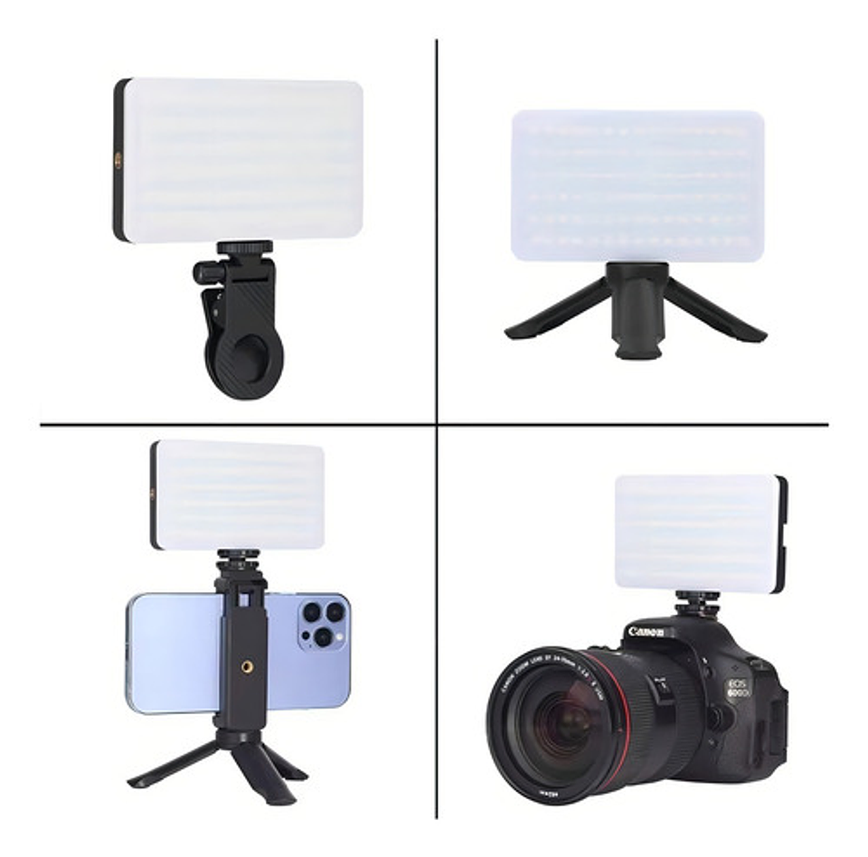 Luz Led Portátil Para Cámaras Tlf Selfis Videos Ajustable Color Negro 3