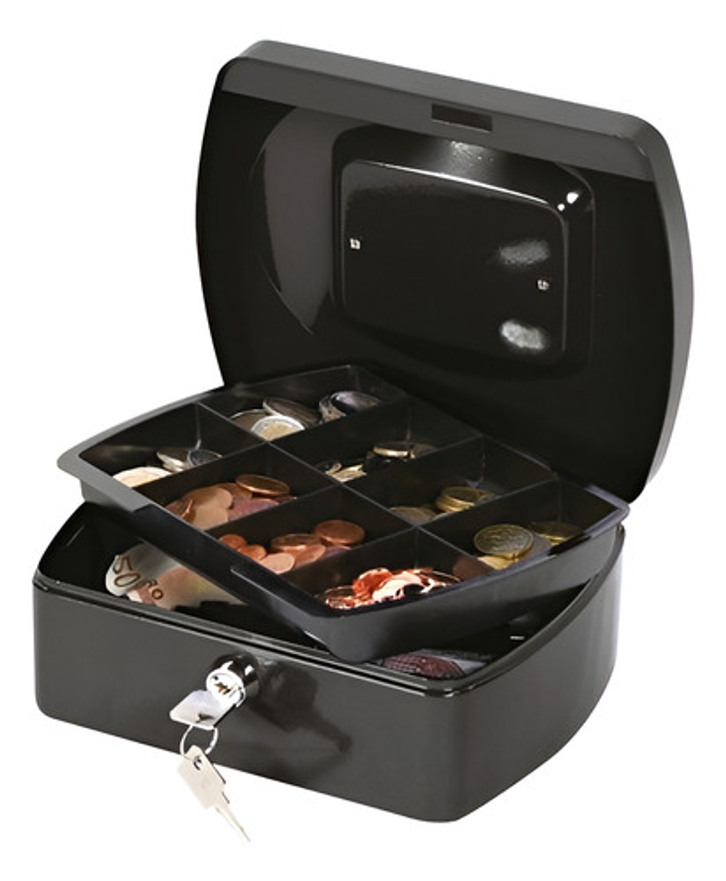 Caja De Efectivo Metálica De Seguridad Portátil Con Llaves Color Negro 1