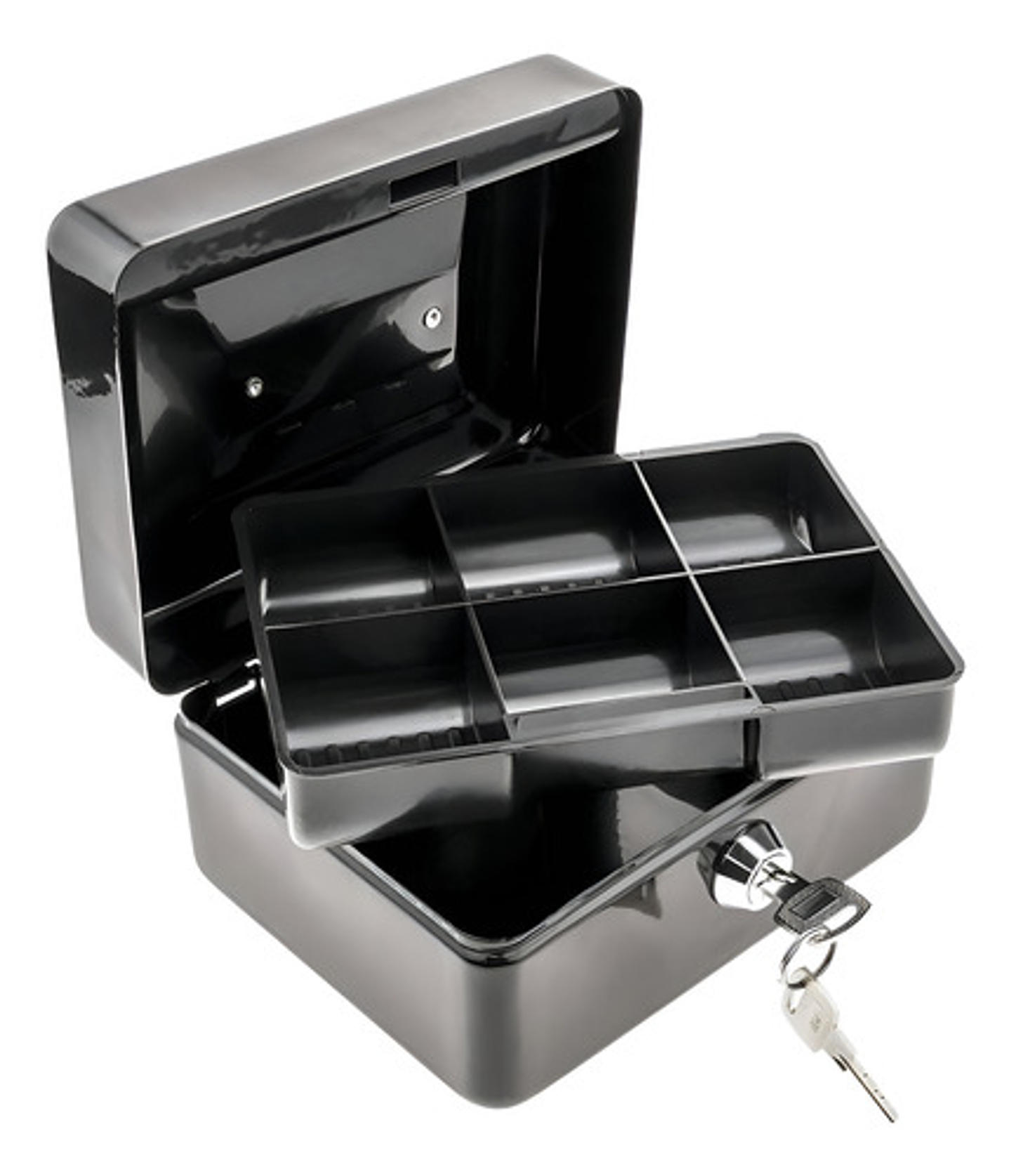 Caja De Efectivo Metálica De Seguridad Portátil Con Llaves Color Negro 4