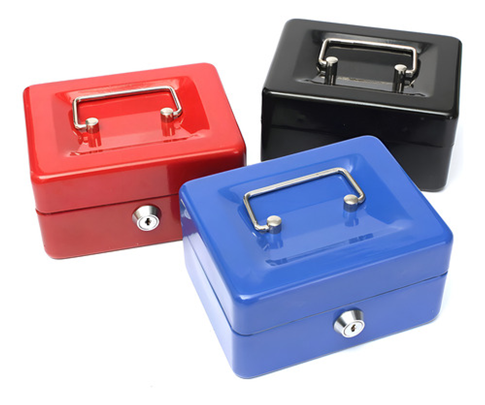 Caja De Efectivo Metálica De Seguridad Portátil Con Llaves Color Negro 5