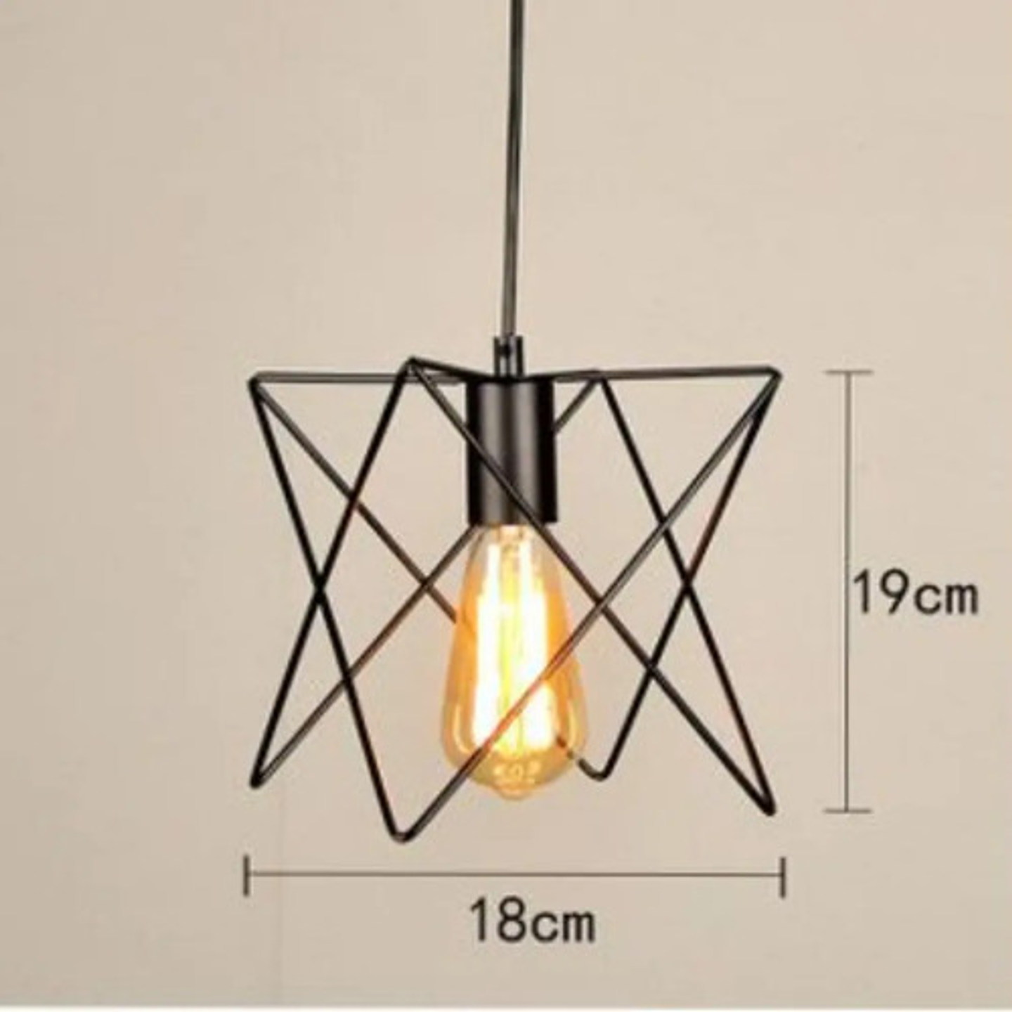 Lámpara Colgante Industrial Thek Jaula Metal Negro Techo E27 Foco Incluido 2