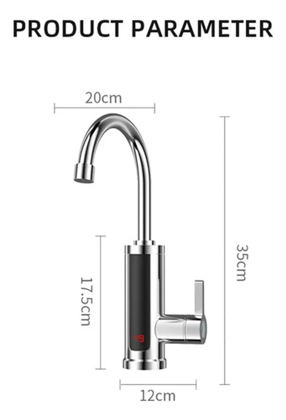 Llave Grifo Agua Caliente Eléctrico Para Lavaplatos 5