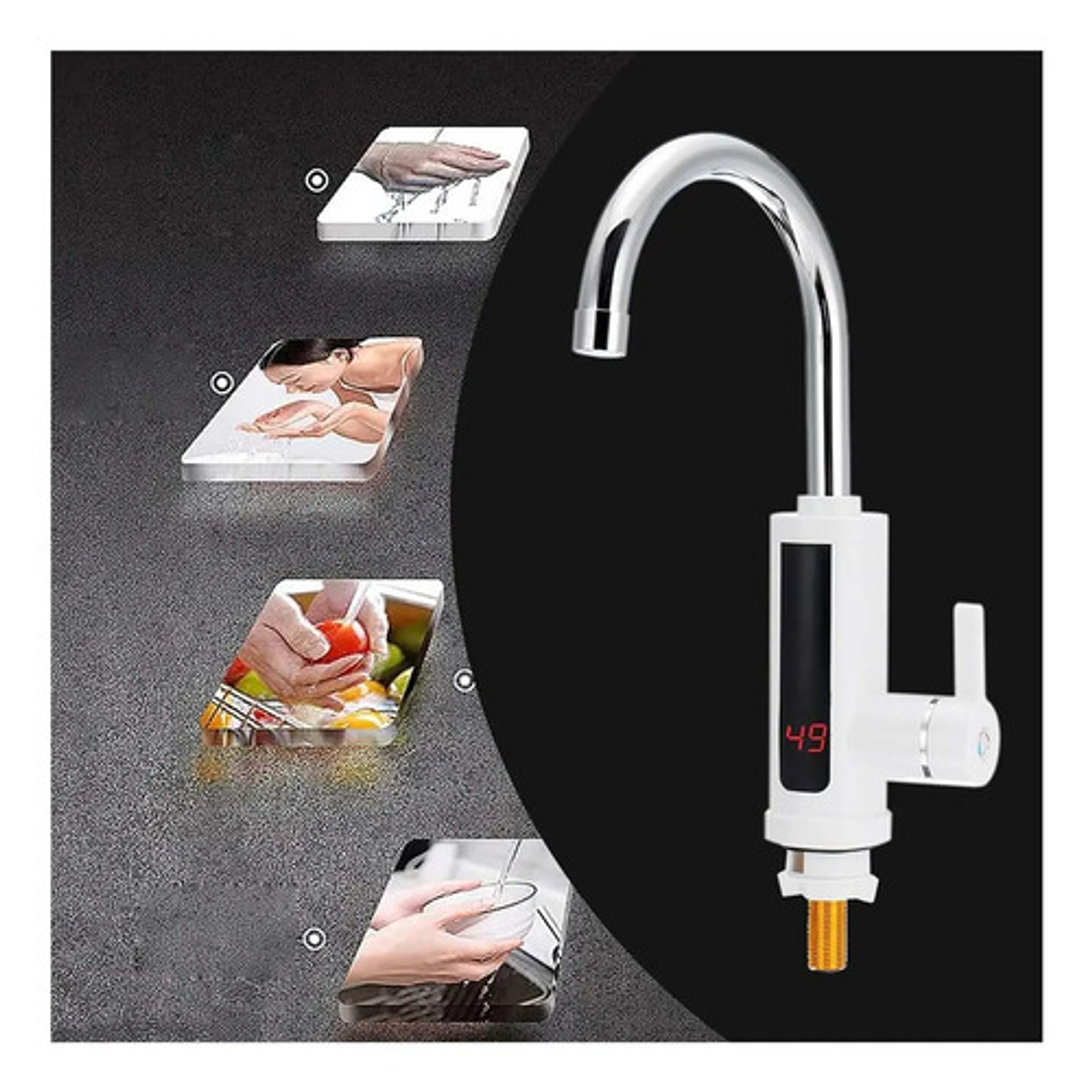 Llave Grifo Agua Caliente Eléctrico Para Lavaplatos 8