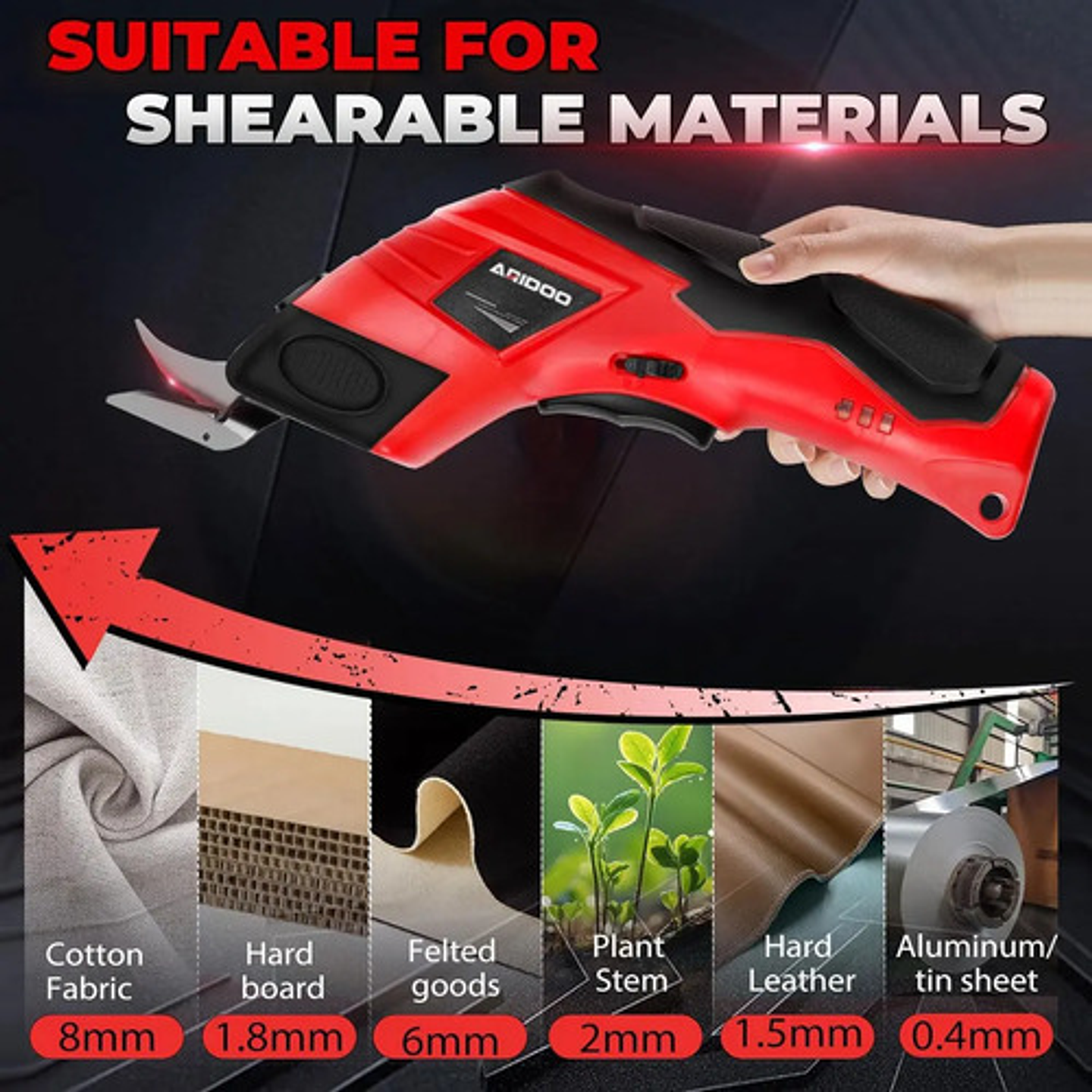 Tijeras Eléctricas Inalámbricas Para Tela Cuero Papel Negro 2