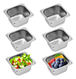 Pack 6 Bandeja Deposito Gastronomico Acero Inox 18x11x6 1/9 Plateado - Miniatura 1