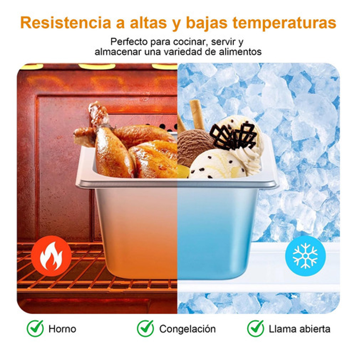 Pack 6 Bandeja Deposito Gastronomico Acero Inox 18x11x6 1/9 Plateado 2