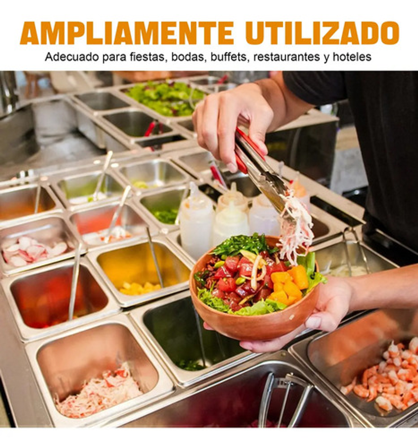 Pack 6 Bandeja Deposito Gastronomico Acero Inox 18x11x6 1/9 Plateado 6