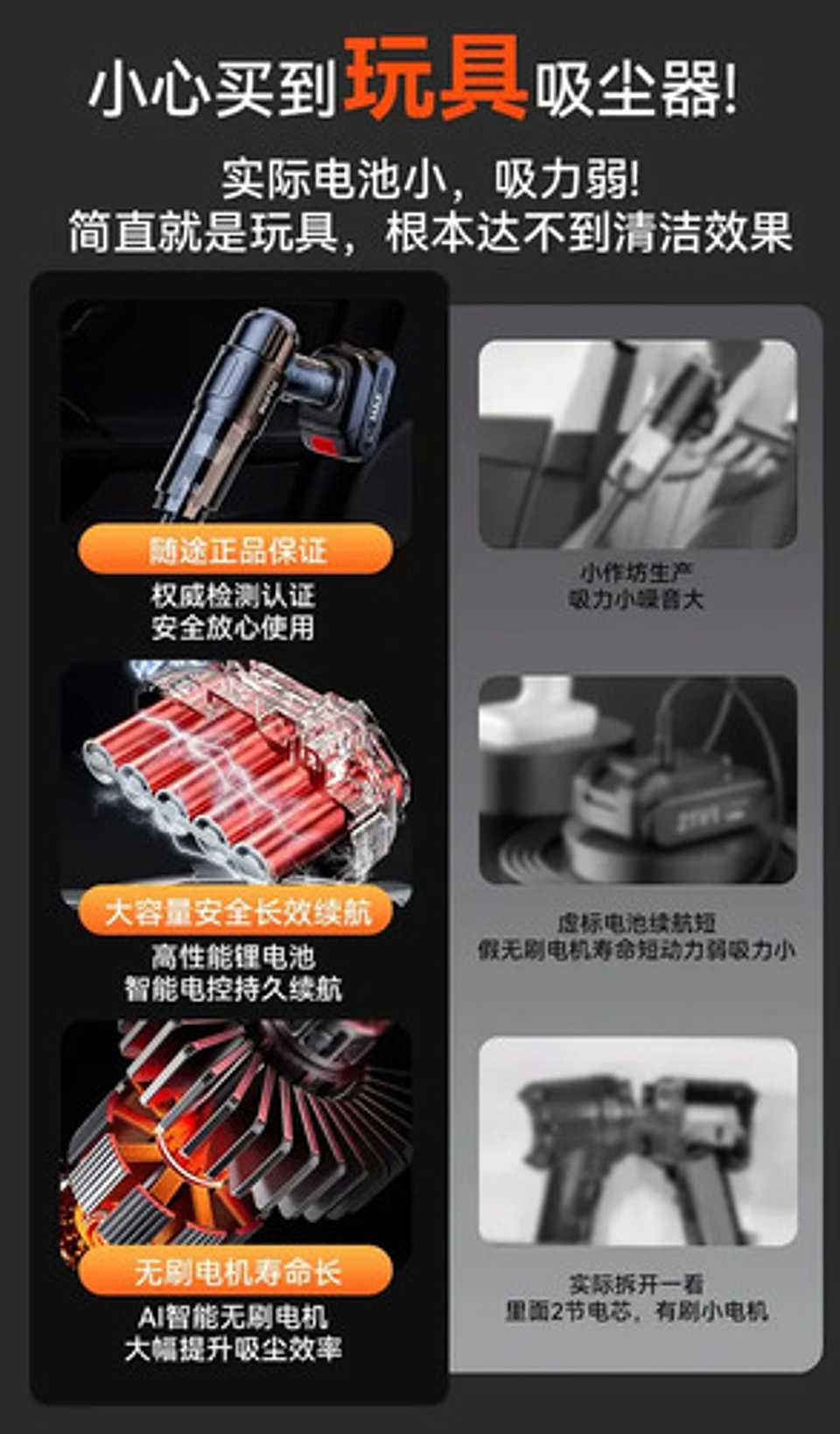 Aspirador Portátil Coche Inalámbrico Gran Succión 3 Modos 9