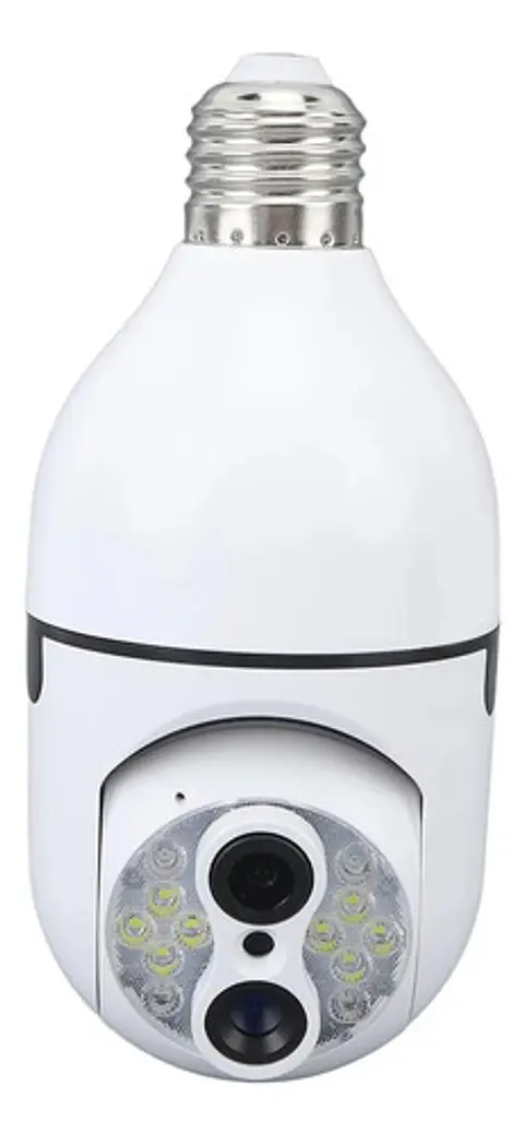Cámara De Seguridad Wifi En Bombilla 360°doble Lente Visión