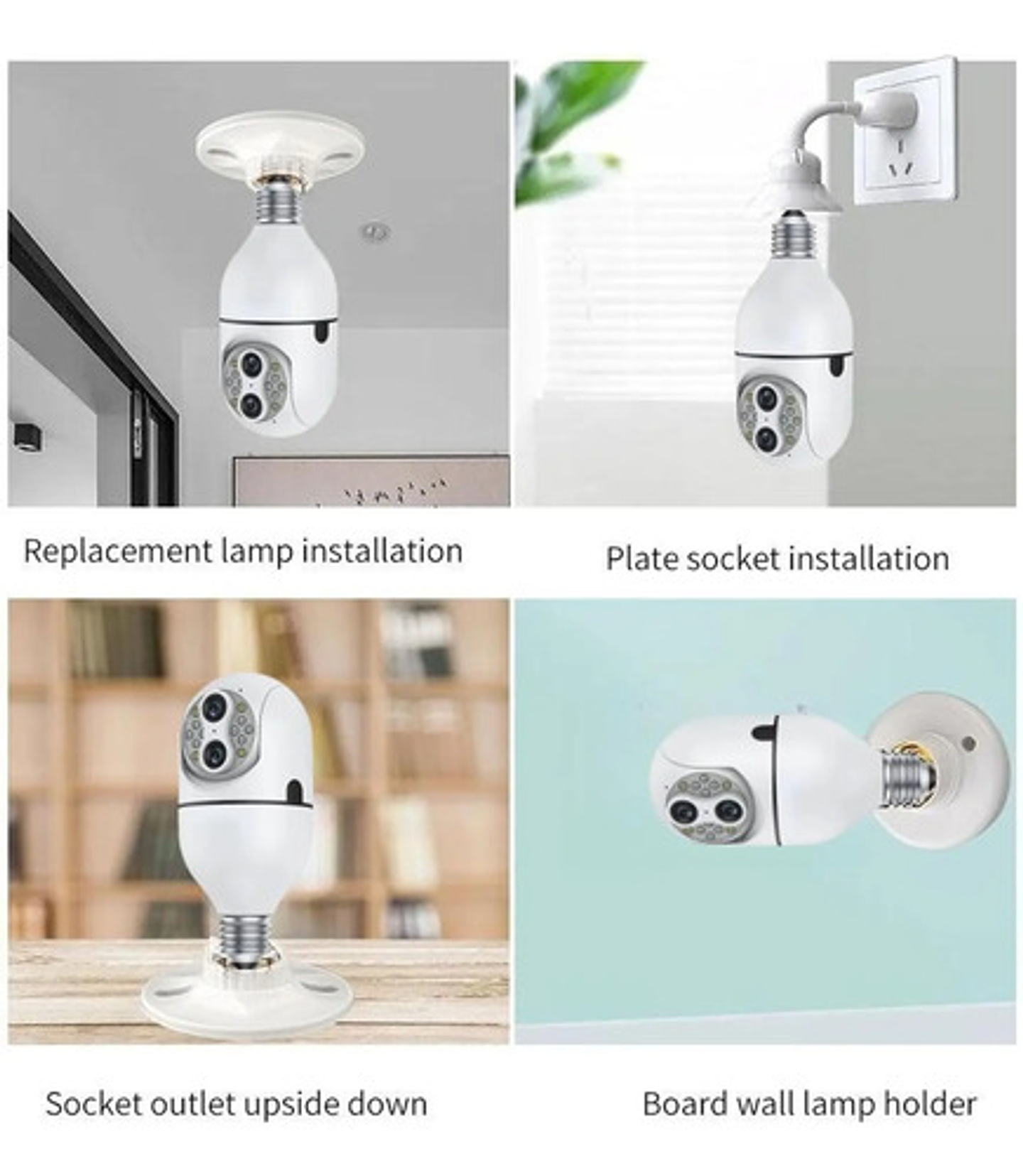 Cámara De Seguridad Wifi En Bombilla 360°doble Lente Visión 3