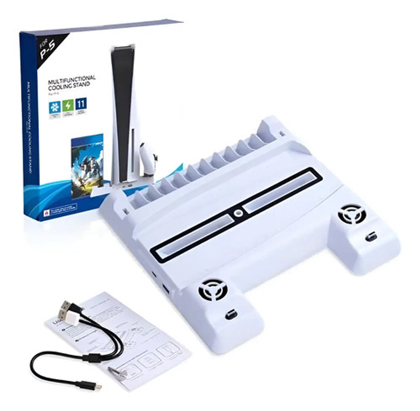 Soporte Base Con Estacion De Carga Y Ventilador Para Ps5 1