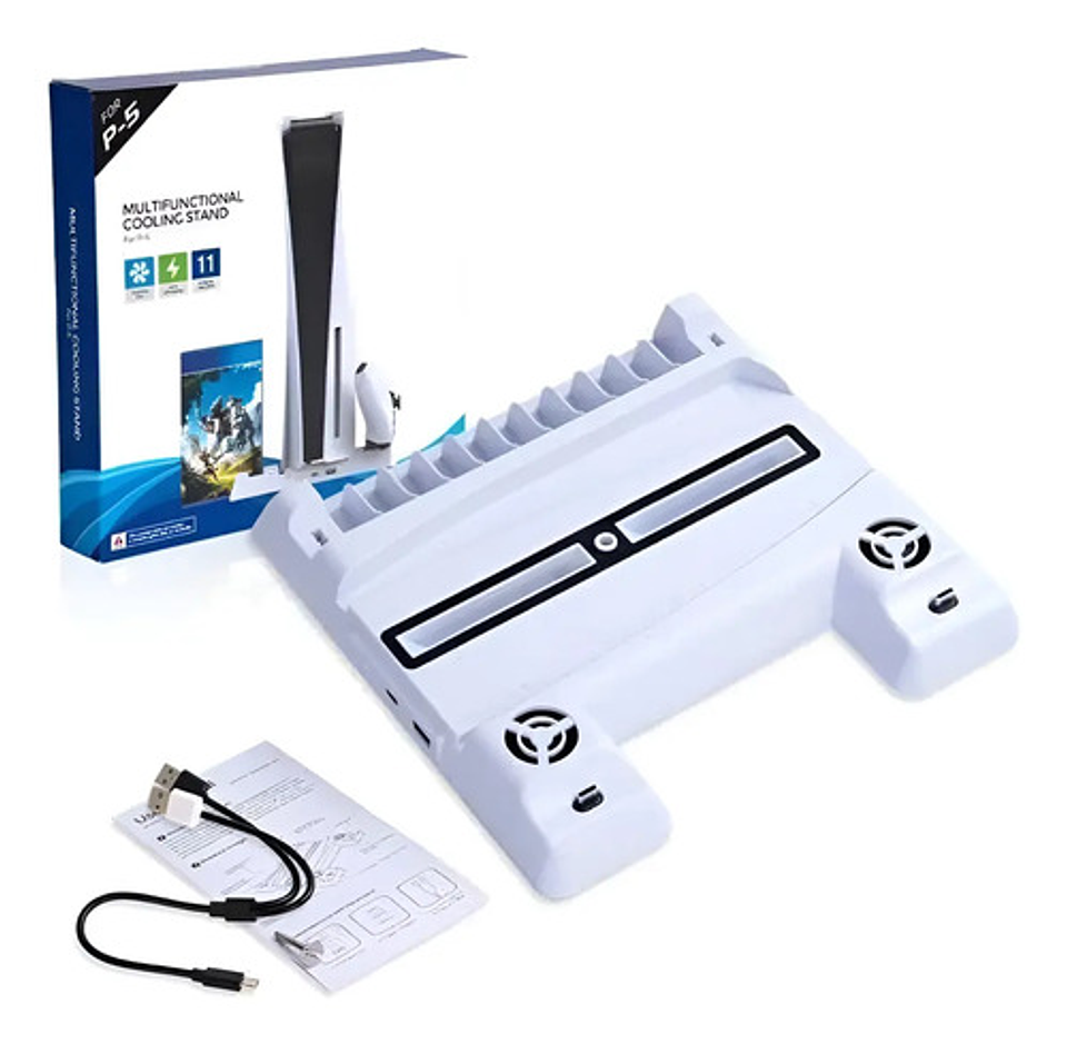 Soporte Base Con Estacion De Carga Y Ventilador Para Ps5 1