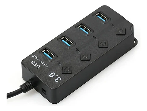 Hub Usb 3.0 4 En 1 Con 4 Puertos E Interruptores De Alimenta