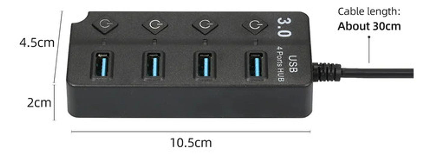 Hub Usb 3.0 4 En 1 Con 4 Puertos E Interruptores De Alimenta 5