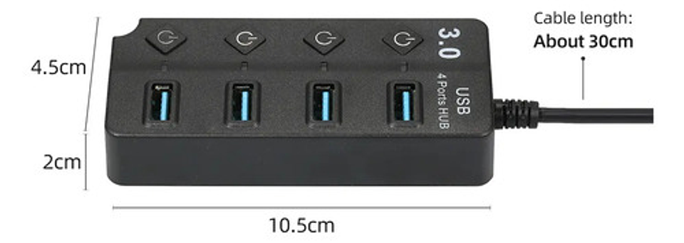 Hub Usb 3.0 4 En 1 Con 4 Puertos E Interruptores De Alimenta 5