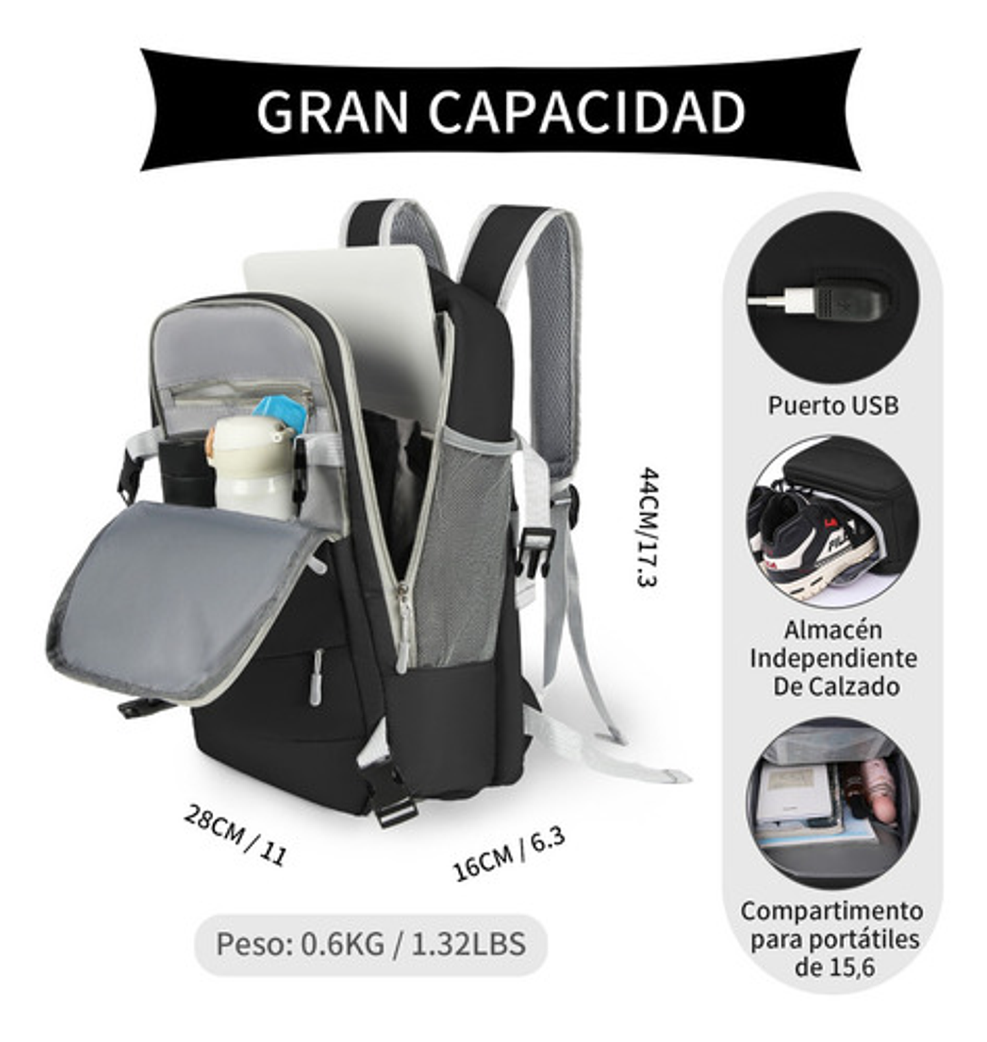 Mochila De Viaje Mochila Para Laptop 15.6in Maleta Deportiva 9