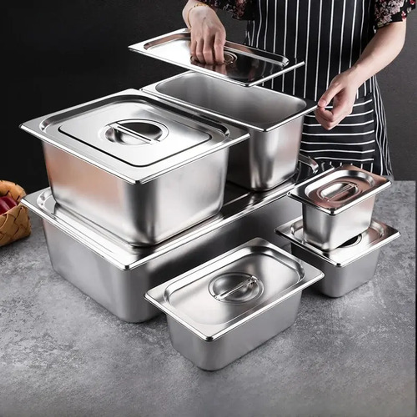 Contenedor Gastronómico Rectangular De Plástico Con Tapa Para Alimentos 4