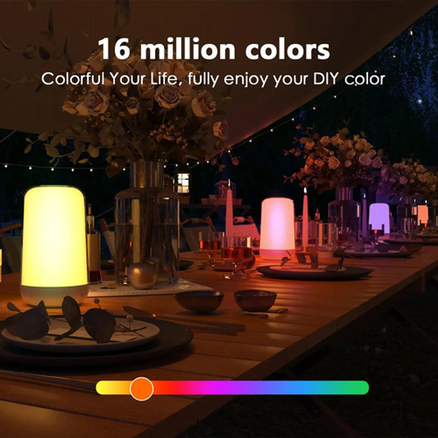 Lámpara De Noche Led Rgb Táctil Control Por App Recargable Blanco Rosa 8