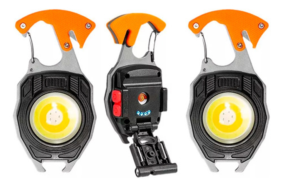 Linterna Led Portátil Thek Naranja Multifunción Recargable Usb Campin 1