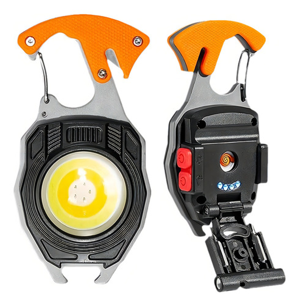 Linterna Led Portátil Thek Naranja Multifunción Recargable Usb Campin 2