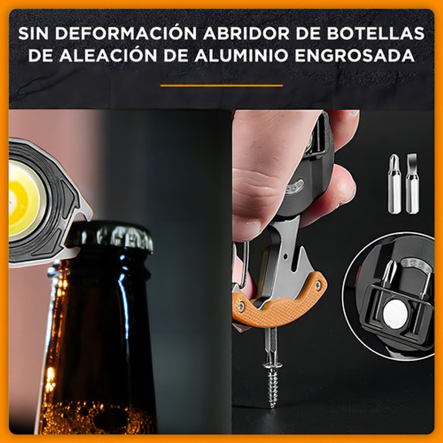 Linterna Led Portátil Thek Naranja Multifunción Recargable Usb Campin 5