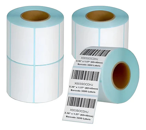 Rollo Térmico Thek 40x30mm 1000 Etiquetas Adhesivas Imprimibles Removible Blanco