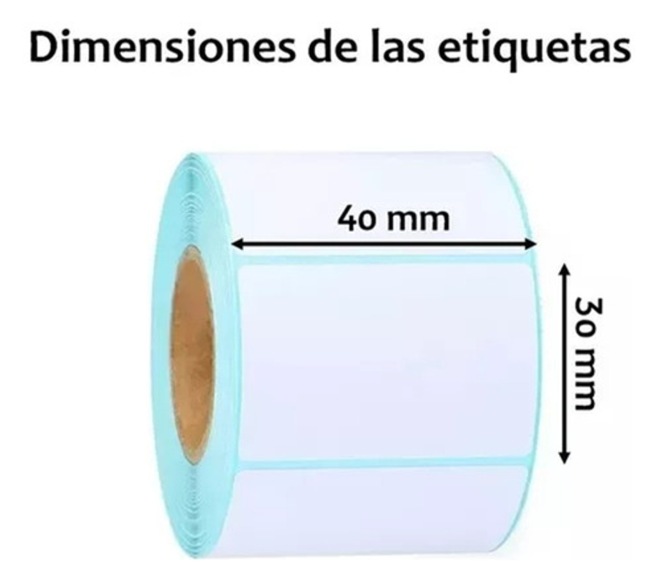 Rollo Térmico Thek 40x30mm 1000 Etiquetas Adhesivas Imprimibles Removible Blanco 2
