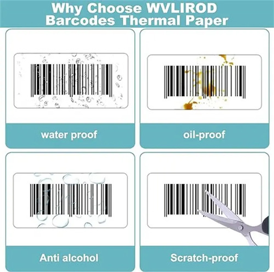 Rollo Térmico Thek 40x30mm 1000 Etiquetas Adhesivas Imprimibles Removible Blanco 3