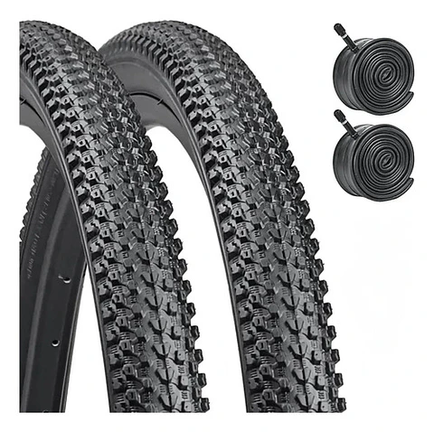 Pack Neumáticos Y Cámaras Para Bicicleta De Aro 26 X 2.125 Negro