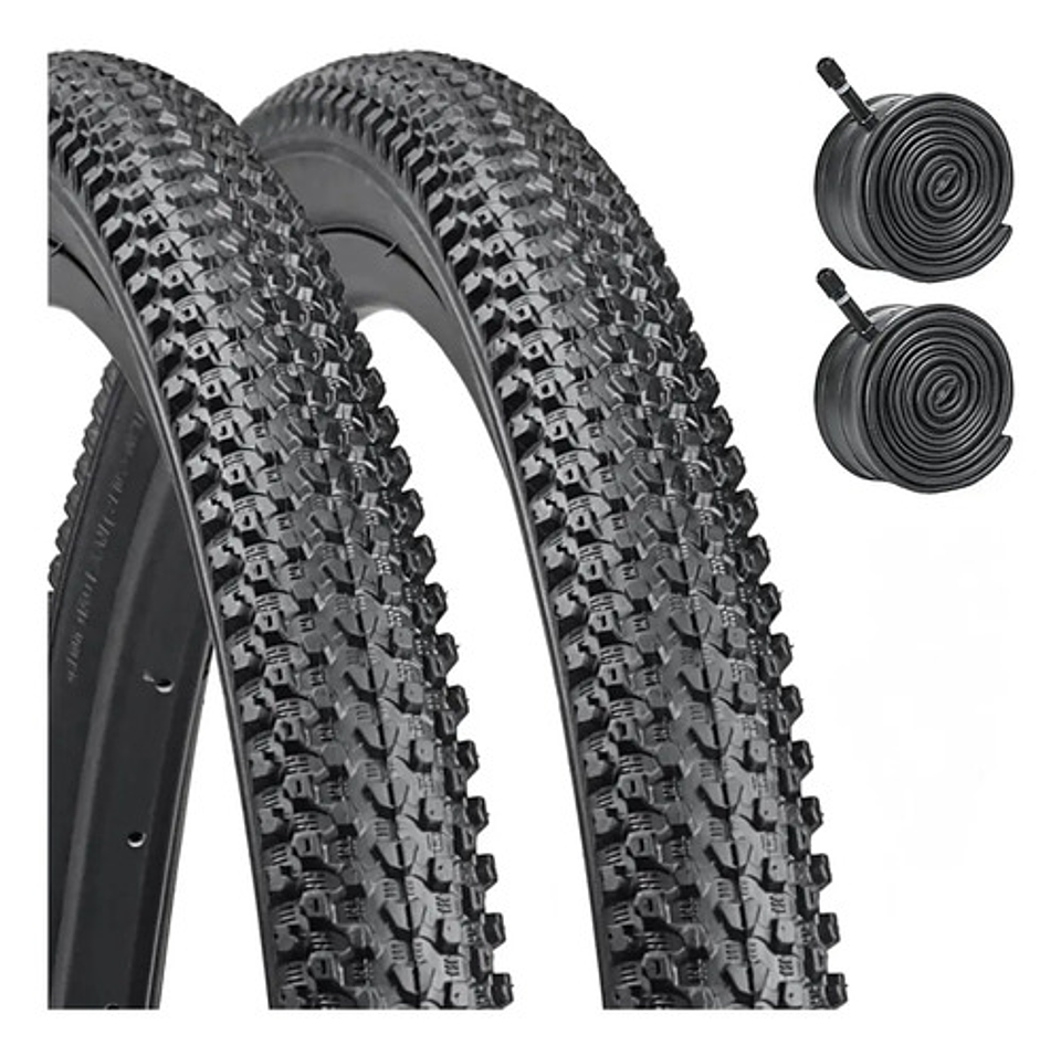 Pack Neumáticos Y Cámaras Para Bicicleta De Aro 26 X 2.125 Negro 1