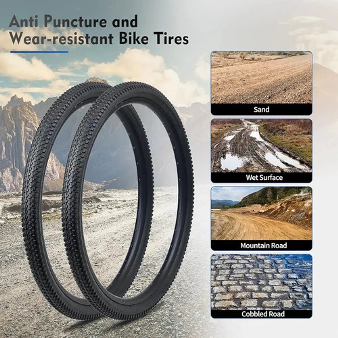 Pack Neumáticos Y Cámaras Para Bicicleta De Aro 26 X 2.125 Negro 4