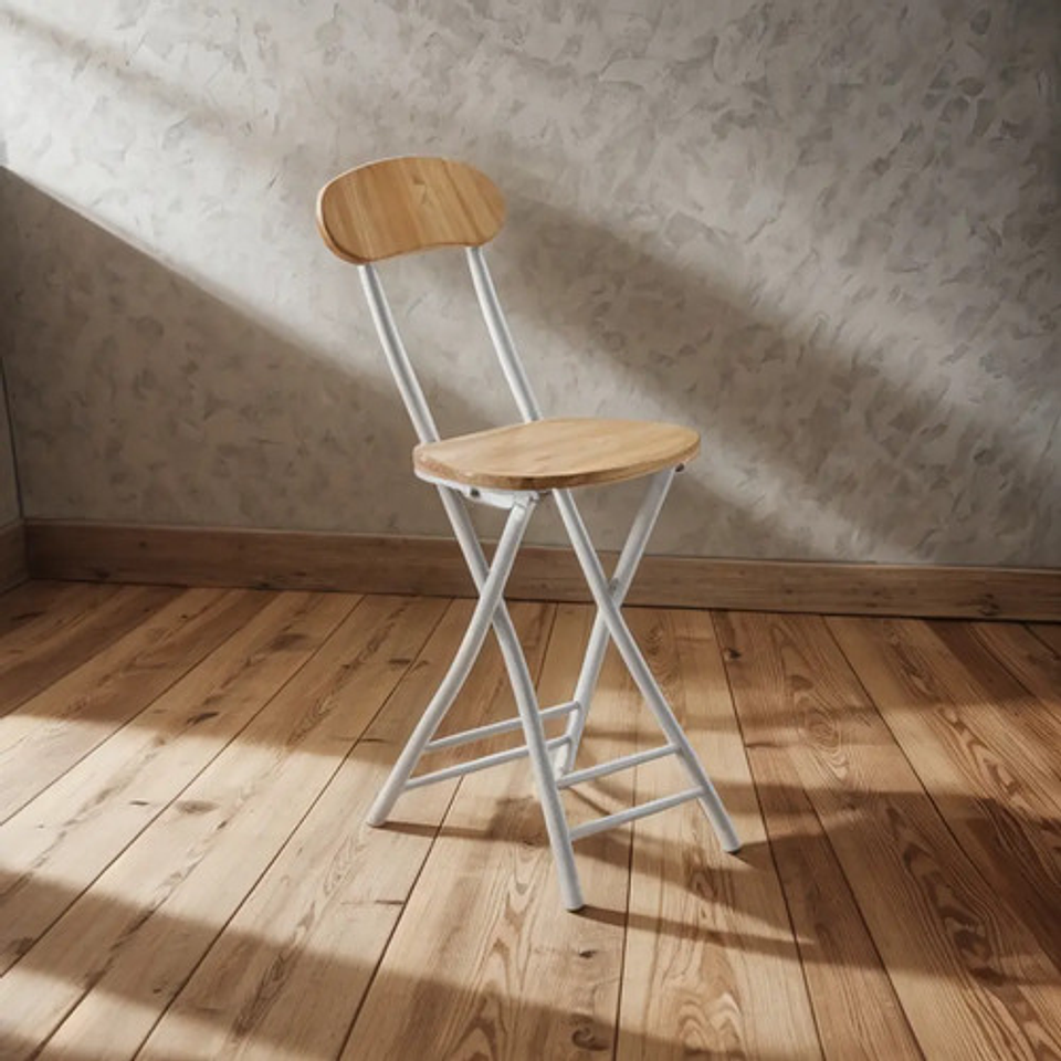Silla Taburete Simil Madera Plegable 70x34cm Laqueado Marrón 1
