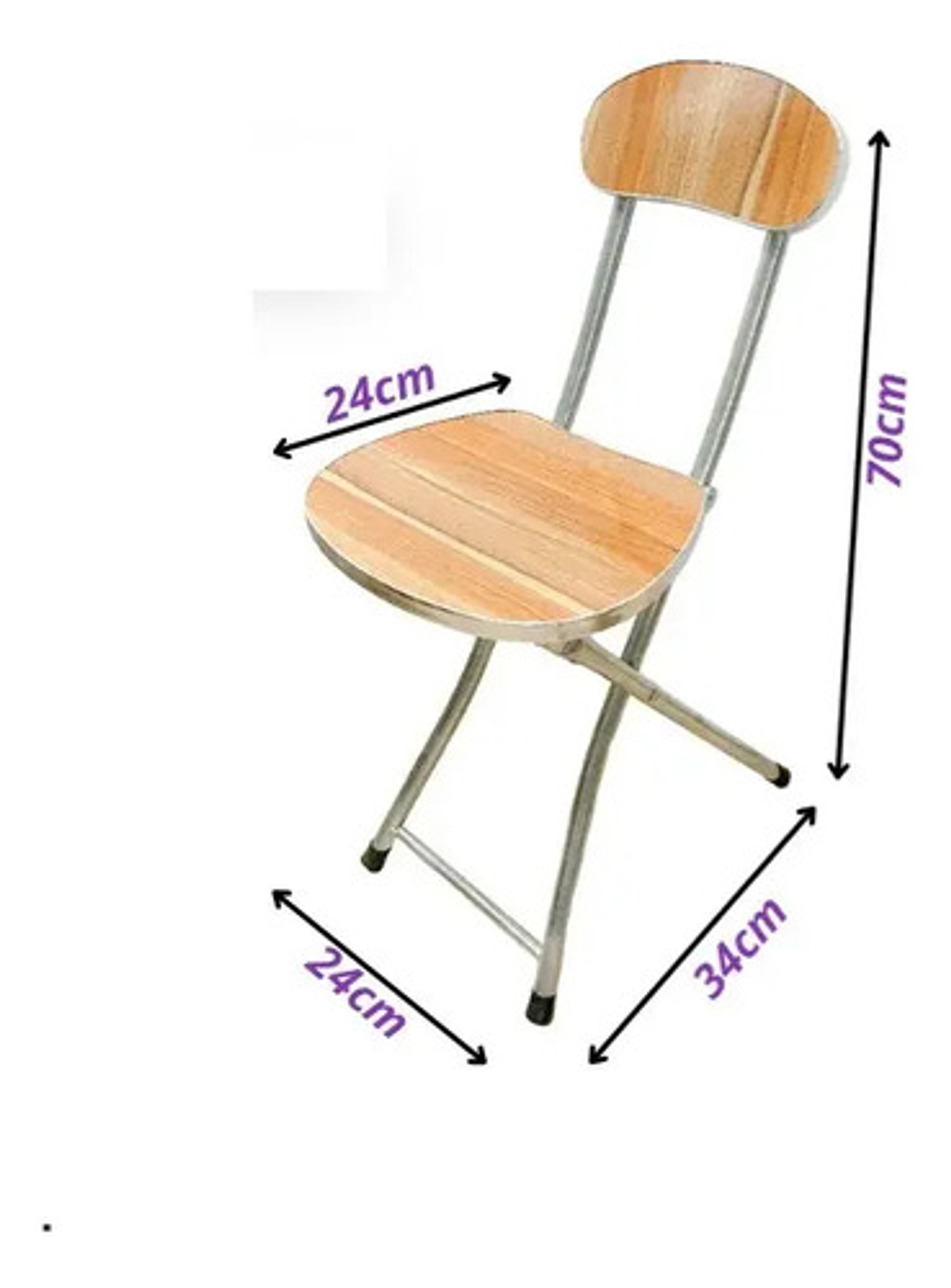 Silla Taburete Simil Madera Plegable 70x34cm Laqueado Marrón 2