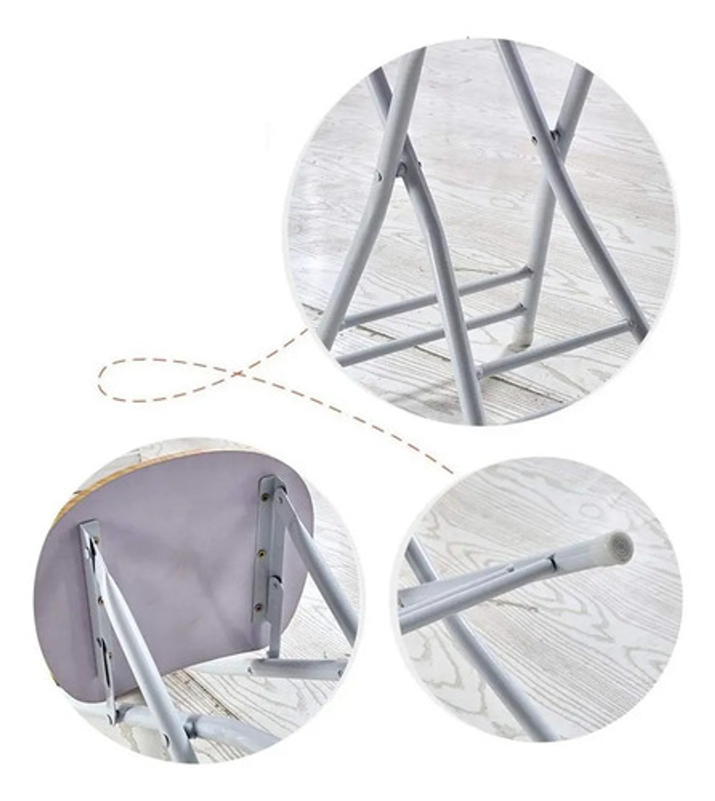 Silla Taburete Simil Madera Plegable 70x34cm Laqueado Marrón 3