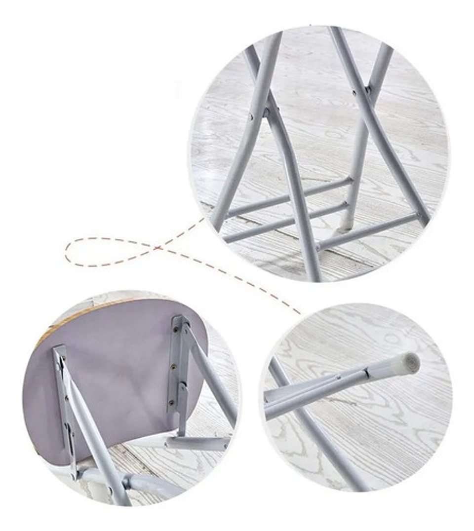 Silla Taburete Simil Madera Plegable 70x34cm Laqueado Marrón 3