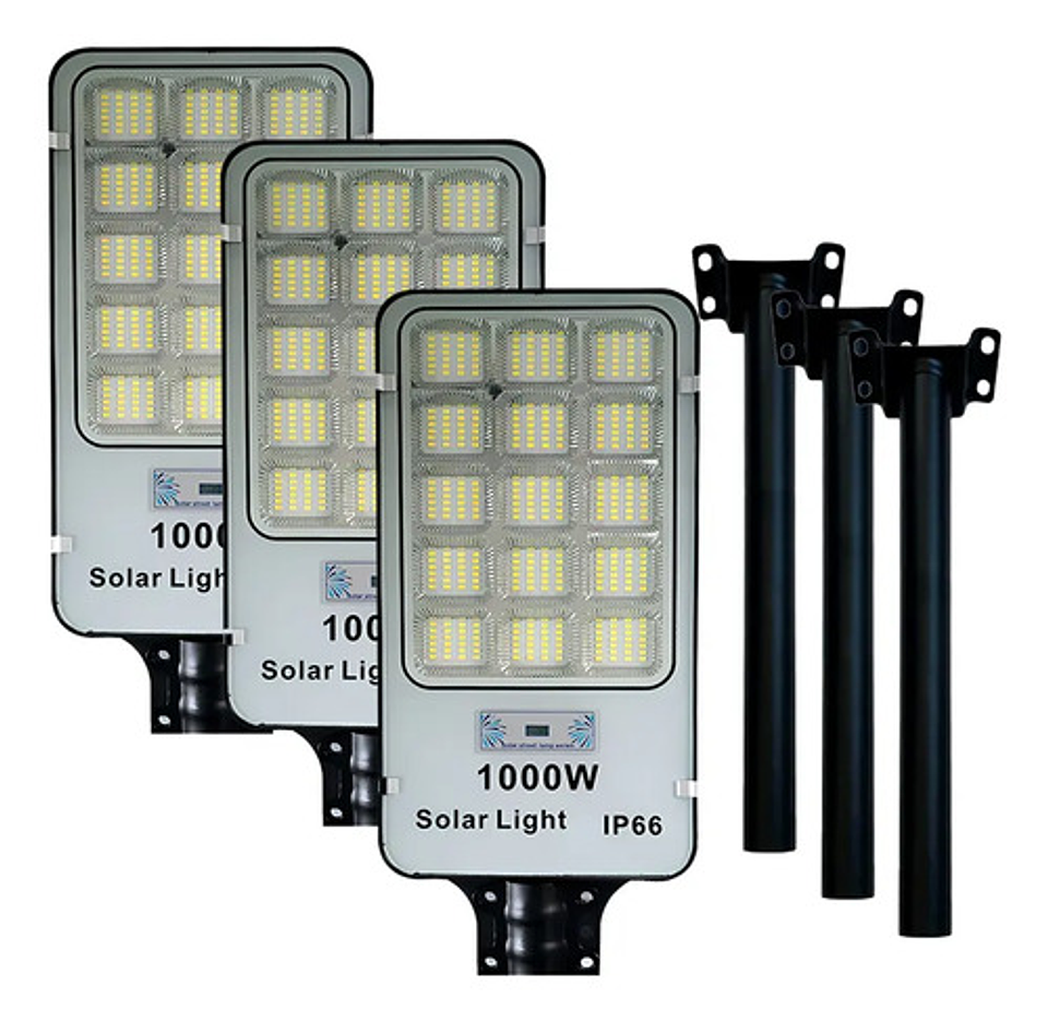 X3 Reflector Led Solar Thek 1000w Para Exterior Con Poste 2