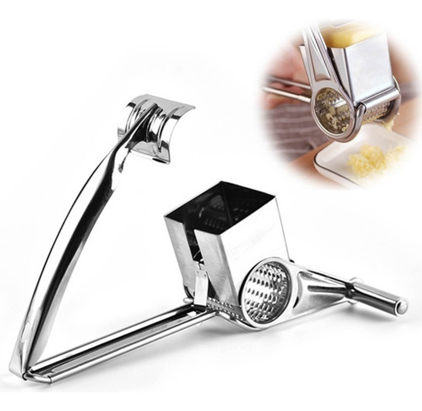 Rallador Giratorio Thek Acero Inoxidable Para Queso Y Verduras Plateado 2