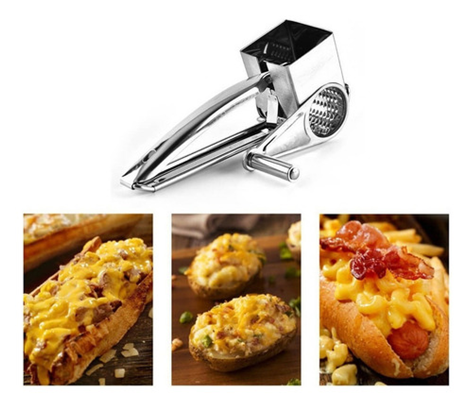Rallador Giratorio Thek Acero Inoxidable Para Queso Y Verduras Plateado 3