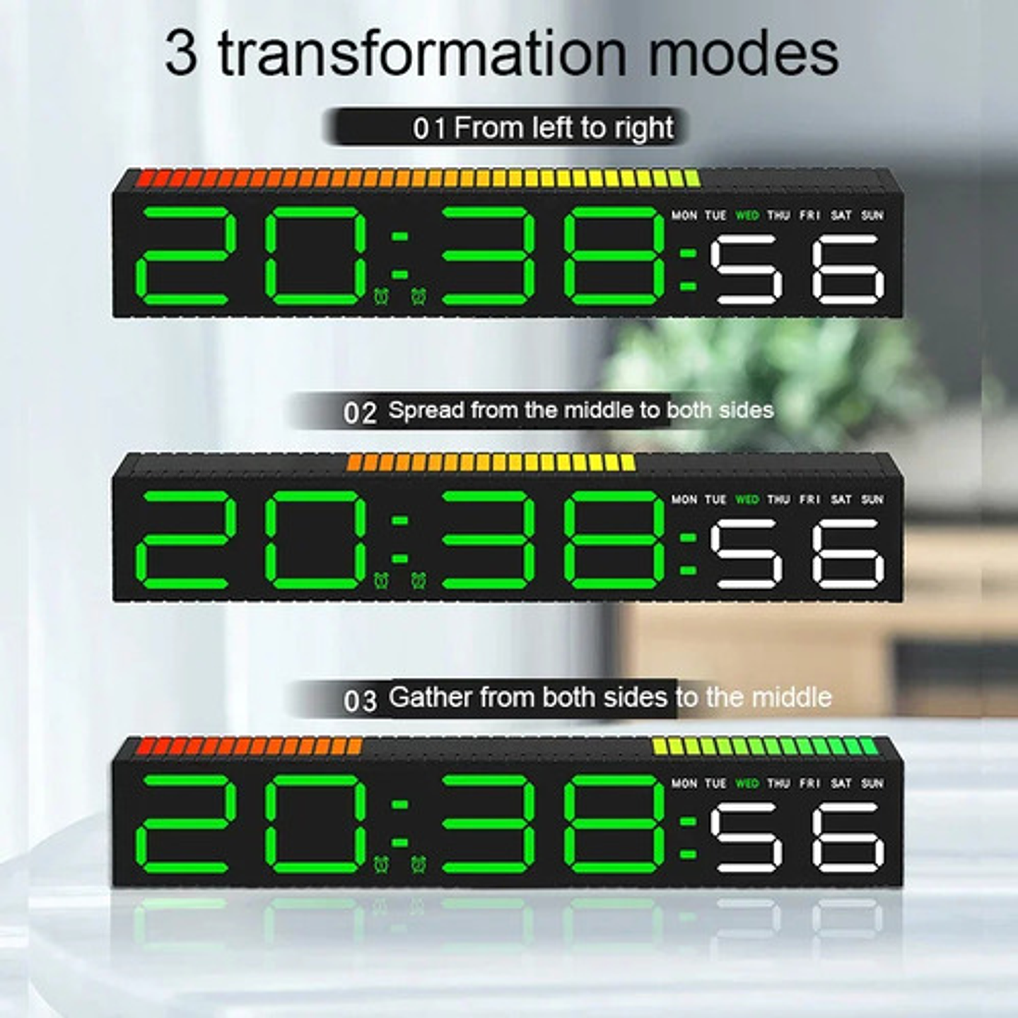 Reloj De Mesa Led Con Luz Rgb Control Sonido Decorativo 7