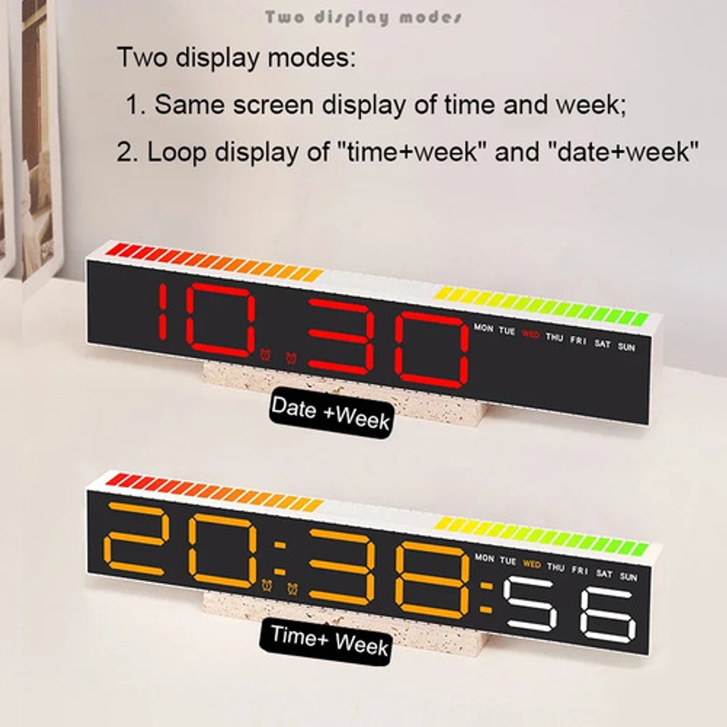 Reloj De Mesa Led Con Luz Rgb Control Sonido Decorativo 8