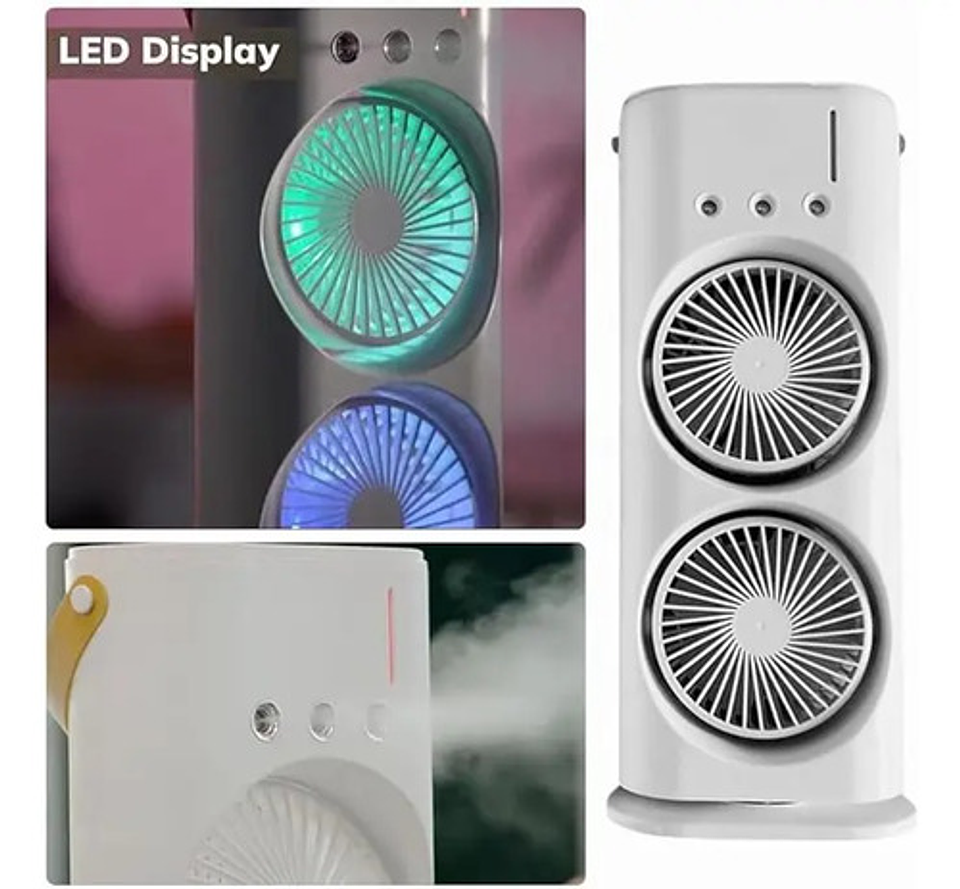 Ventilador Humificador Aire Acondicionado Doble Recargable 4