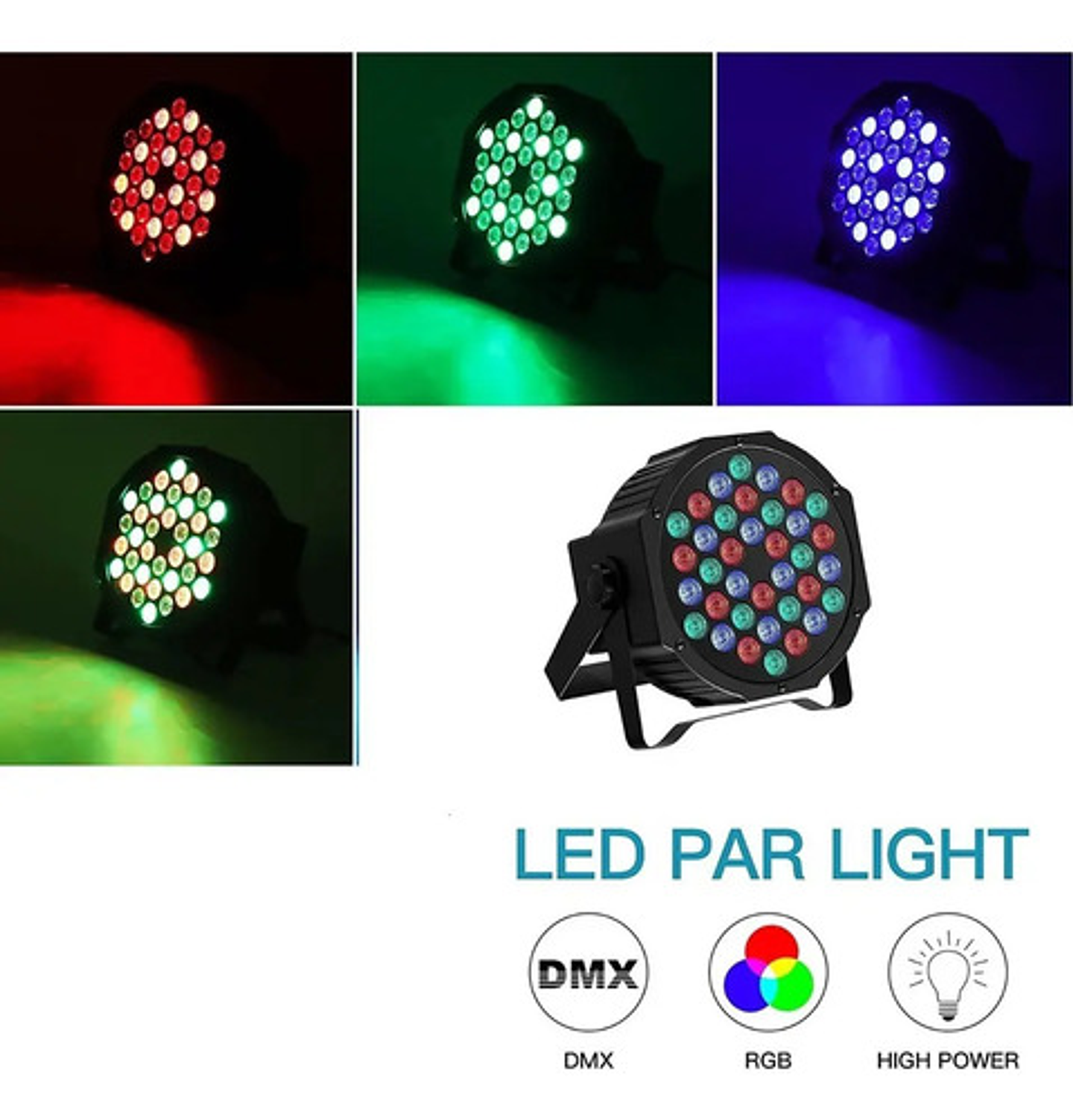 Pack 2 Focos Luces Led Rgb Dmx Audio Ritmico Dj Fiesta 4