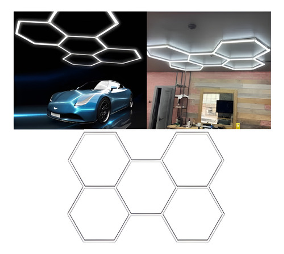 Luz De Techo Hexagonal Led 192w 1200 Lúmenes Blanco Frío 6500k Thek 1